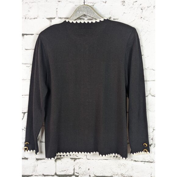 VINTAGE LAURA by ALYZIA Classic Knit Cardigan Black White Statement Size *M/L - Picture 2 of 7